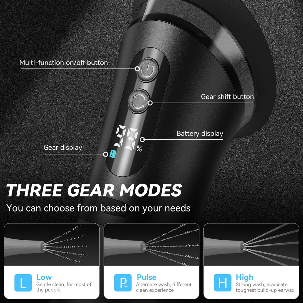 Electric Ear Cleaning Tool - Water Powered Ear Wax Removal System with 3 Pressure Settings