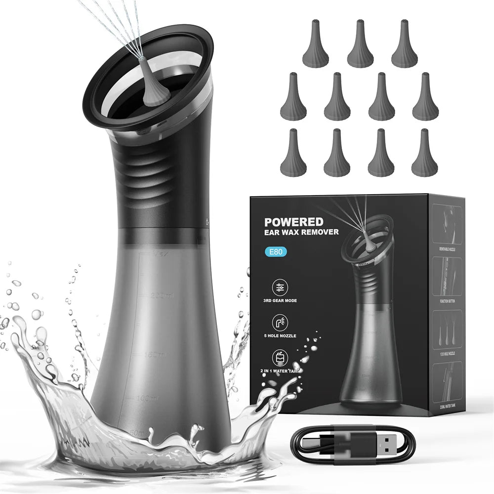 Electric Ear Cleaning Tool - Water Powered Ear Wax Removal System with 3 Pressure Settings