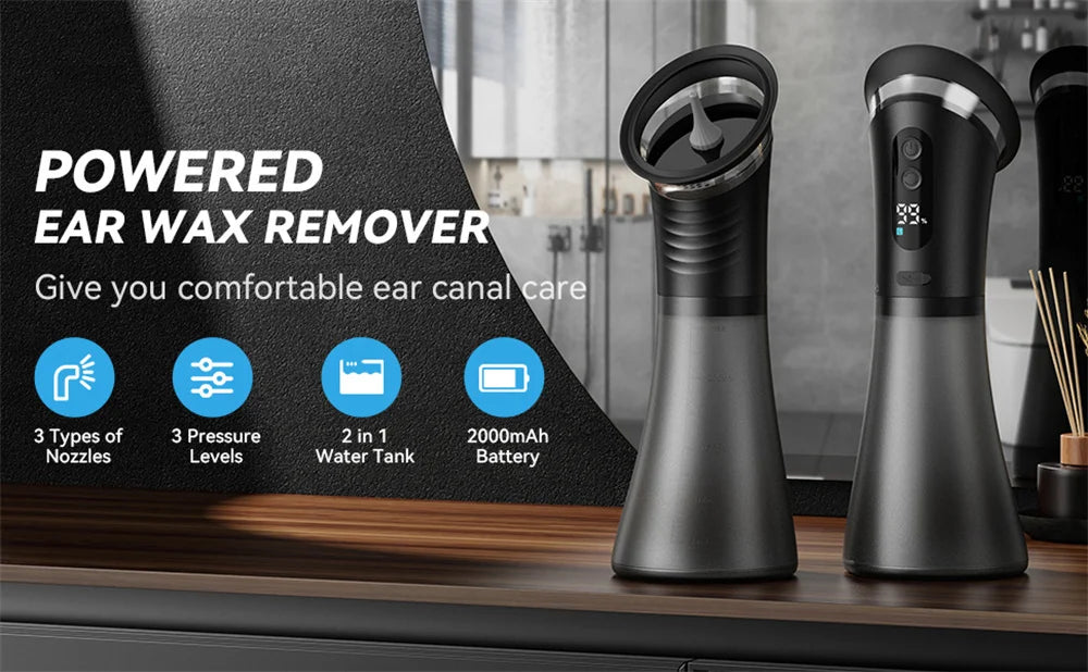 Electric Ear Cleaning Tool - Water Powered Ear Wax Removal System with 3 Pressure Settings